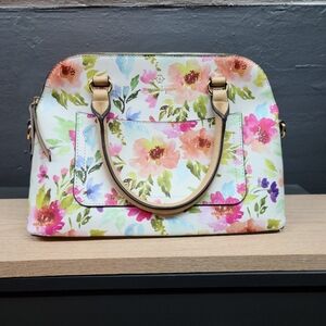 Nanette Lepore White Floral Satchel Shoulder Purse with Wallet & Change bag